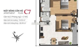 Cần bán căn 2PN góc tầng penthouse Happy One Sora 75.46m2 Linh Xuân TĐ