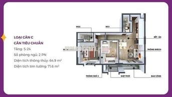 Chính chủ bán căn MIA CENTER POINT - 2PN dt 64,9m2 - Tặng 3 điều hoà