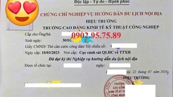 CHỨNG CHỈ HƯỚNG DẪN VIÊN DU LỊCH