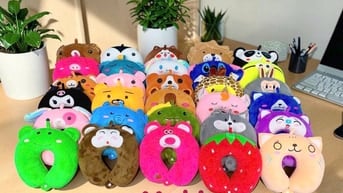 gối kê cổ bông gòn in thêu logo, thêu logo theo yêu cầu