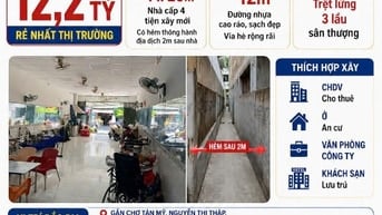 Bán nhà cấp 4 MT đường số 12m chợ Tân Mỹ. DT 4x20m, khu xây cao tầng.