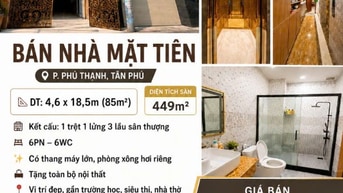 🏡 BÁN NHÀ MẶT TIỀN P. PHÚ THẠNH – TÂN PHÚ 📐 4,6 x 18,5m – 85m² 🛣️