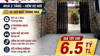 HIẾM BÁN NHÀ ĐƯỜNG SỐ 47 TÂN HƯNG 4X15 HẺM OTO CHỈ 6 TỶ 5