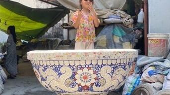 Chậu đắp tay cẩn sành sứ , khảm miểng
