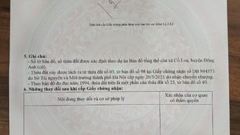 Bán Lô Đất Đường Làng Mạch Tràng, Cổ Loa, Đông Anh, Hà Nội.