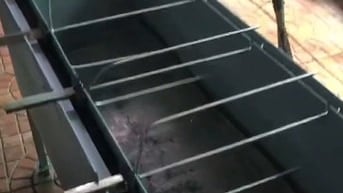 máy nướng gà vịt 2 lớp chống nóng, bàn nâng hạ than lửa 