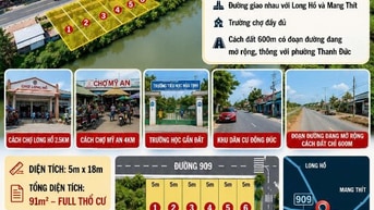 Bán đất mặt tiền 909, Hòa Tịnh, Mang Thít