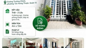 Nhà 3 tầng hẻm ô tô đường Trường Chinh, Quận 12, 4x13m, 5 tỷ 400
