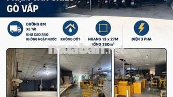 CHO THUÊ KHO 380 m2 ĐƯỜNG 8 m xe tải