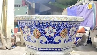 Cơ sở chậu hoa Thế Sơn - chậu hoa dán sành sứ - chậu khảm sành - cẩn m