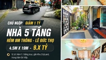 Ngộp ngân hàng giảm 1tỷ, nhà 5 tầng 86m2, Hẻm 8m Lê Đức Thọ, chỉ 9tỷ x
