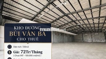 Cho thuê kho đường Bùi Văn Ba – 720m2 –  container hoạt động 24/7