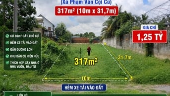 Đất Củ Chi 317m² ngang 10m có 80m² thổ cư giá 1,25 tỷ
