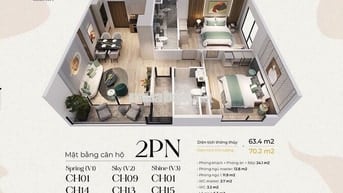 chính chủ bán 2N 67m2 giá 5.6 tỷ bao phí, đã vào 45% tiến độ giãn
