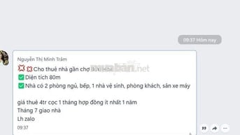 CHO THUÊ NHÀ PHƯỜNG BỬU HÒA GIÁ 4 TRIỆU