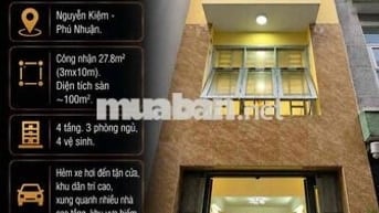Nguyễn Kiệm - Bình Thạnh 4 Tầng Hẻm Xe Hơi Đậu Ngày Đêm