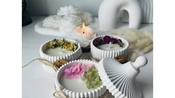 Nến Thơm Hũ Thạch Cao JN-QT18 Decor Hoa Khô Handmade Cao Cấp