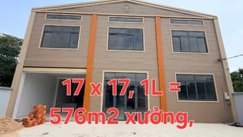 Xưởng 580m2 mới 100%, 1,230m2 đất có 800 thổ, MT Sông Lu, +  Củ Chi