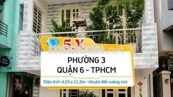 🏠 Nhà Quận 6 - diện tích: 4,15 x 11,3 - khuôn đất vuông vức - hẻm 3m