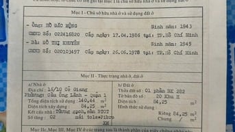 Chính chủ Bán Nhà  16/10 cô giang, P.cầu ông lãnh, Quận 1