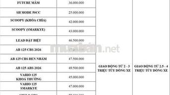 Thanh Lý Toàn Bộ Xe Tồn Kho