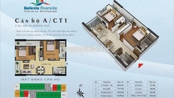 Căn hộ chung cư tòa CT1 gelexia riverside Hoàng Mai 73,3m 2 ngủ