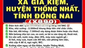 BÁN RẺ 10000m2 KHO, NHÀ XƯỞNG XÃ GIA KIỆM HUYỆN THỐNG NHẤT TP ĐỒNG NAI