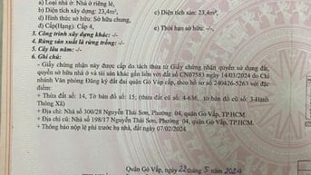 Chính chủ bán nhà đất  tại 300/28 đường Nguyễn Thái Sơn, Gò Vấp