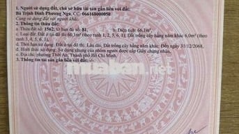 ĐẤT TX22, DT: 66m2, SỔ HỒNG. RIÊNG, CHỈ 3.85 tỷ