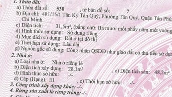 Chính chủ bán nhà SHR đi bộ Aeon 481/15/1 Tân Kỳ Tân Quý