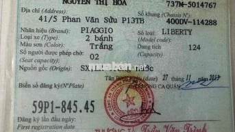 Piaggio Liberty 2013 Trắng biển HCM 845.45