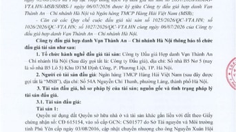 Thông báo đấu giá Quyền sử dụng đất và tài sản gắn liền với đất