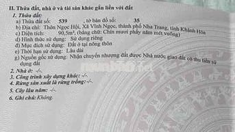 Đất chính chủ thổ cư toàn bộ Ngọc Hội Vĩnh Ngọc Nha Trang