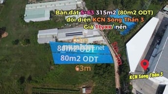 BÁN ĐẤT SÁT KCN SÓNG THẦN 3 - 5X63M SỔ SẴN THỔ CƯ - GIÁ 1Tyxx