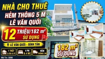 CHO THUÊ NHÀ | LÊ VĂN QUỚI  - BÌNH TRỊ ĐÔNG A - Q. BÌNH TÂN