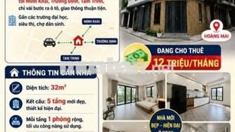 LÔ GÓC HOÀNG MAI – NHÀ MỚI SIÊU ĐẸP 5 TẦNG – GẦN Ô TÔ  – NHỈNH 7 ĐỒNG