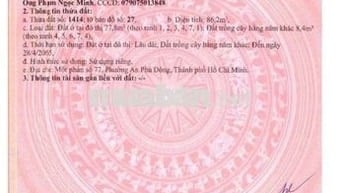 ĐẤT MẶT TIỀN THẠNH LỘC 26, DT:86m2, SỔ HỒNG RIÊNG, GẦN NGÃ TƯ GA