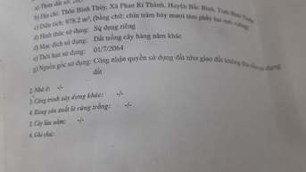 Cần bán 978 m2 đất trồng cây hàng năm Hẻm Xe Hơi tới đất. 