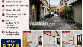 NHÀ 1 SẸC PHAN HUY ÍCH, TÂN BÌNH – HẺM 6M – 7PN – DÒNG TIỀN 25TR/THÁNG