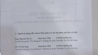 CHÍNH CHỦ CẦN BÁN NHÀ TÂN BÌNH