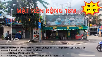 Bán nhà góc 2 MT Phạm Văn Đồng, P13 Bình Thạnh - Ngang 18m -giá 12,5T