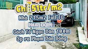 (CC) NGỘP BANK CẦN B.Á.N căn 215m2-Chỉ 51tr/m2 - HXH - Tô Ngọc Vân
