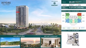 CĂN HỘ 2PN HIYORI AQUA TOWER – VIEW BÁN ĐẢO SƠN TRÀ + BIỂN, GIÁ 4,6 TỶ