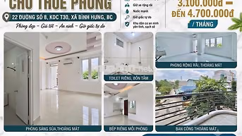 Chop thuê phòng trọ MỚI - THOÁNG MÁT - AN NINH