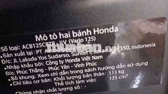 Honda Vario 125 2025 chính chủ 