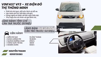 Xe điện VinFast VF2 - CHỈ TỪ 3triệu/ Tháng