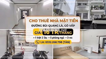 Cho thuê nhà MT Bùi Quang Là Gò Vấp 3.7x17m 5PN 3WC 16tr