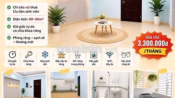 Phòng chdv 40m2 full nội thất có bếp WC riêng trong phòng