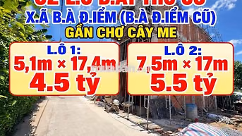 Bán 2 lô đất Xã Bà Điểm gần Chợ Cây Me, Sổ hồng riêng