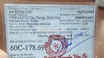 Ford Ranger 2015 Bạc Giấy tờ xe